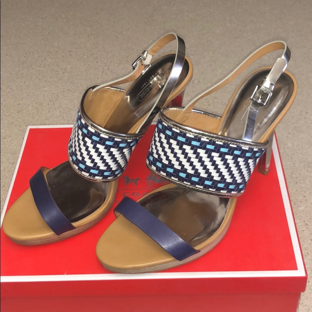 Coach Steffi Leather Shoes. Blue/Silver color. 10M